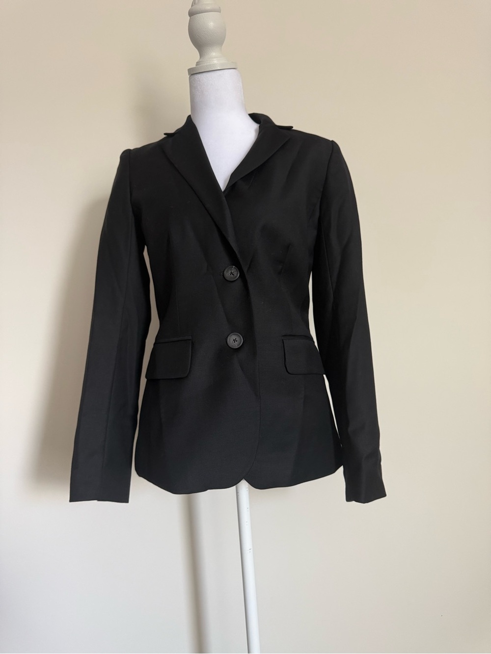 J. Crew Black Two-Button Fitted Blazer size 0 100% wool